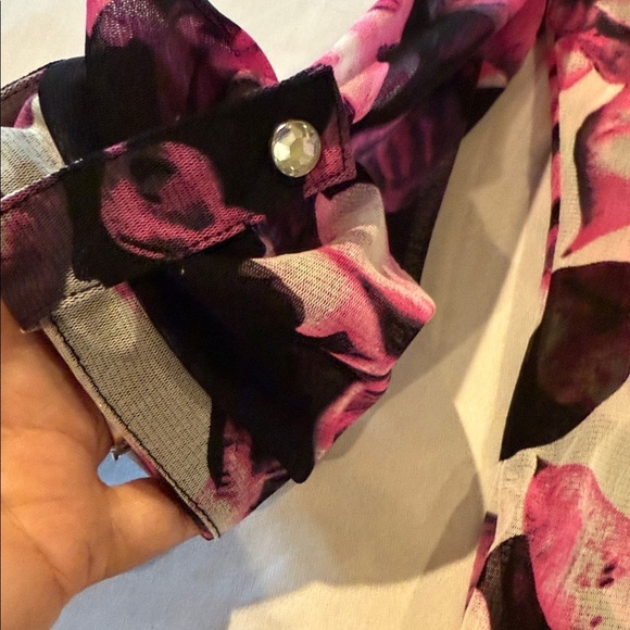 INC International Concepts Blouse & Camisole Floral Sheer Pink Black Women's SzL - Picture 12 of 15